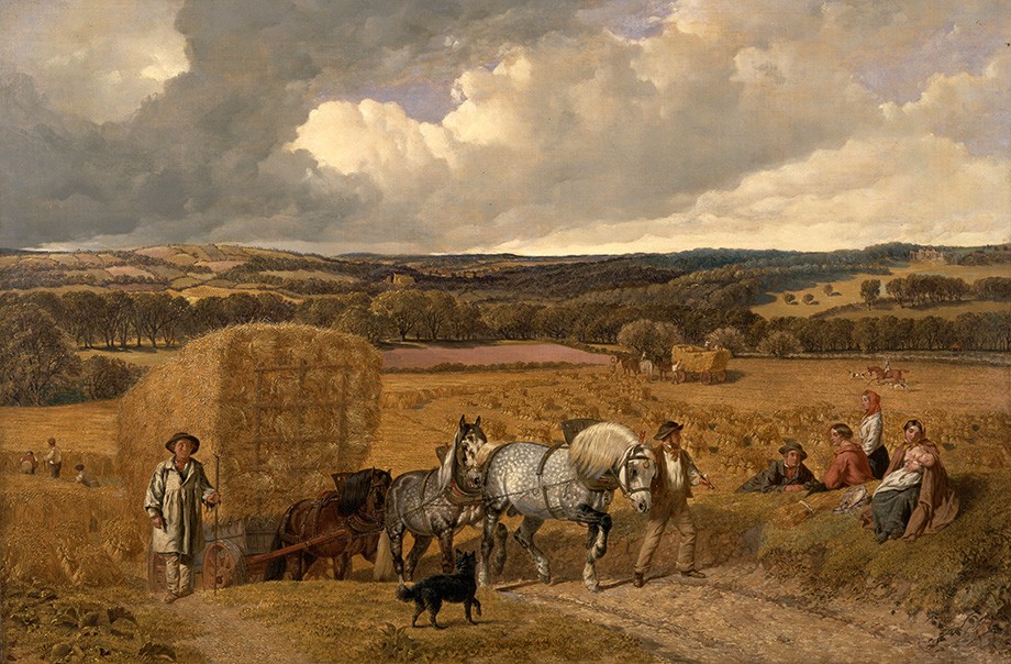 Foto 1 - A Colheita Cavalos Carroça Fazenda Pintura de John Frederick Herring em TELA