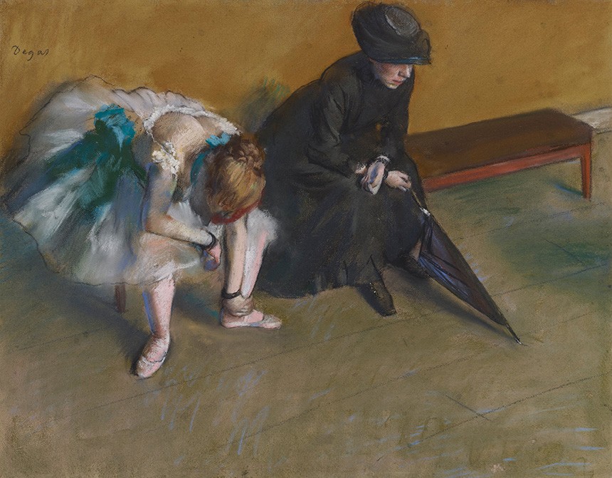Foto 1 - A Espera Bailarina Massageando o Pé Esperando por Audição Ballet Pintura de Edgar Degas em TELA 