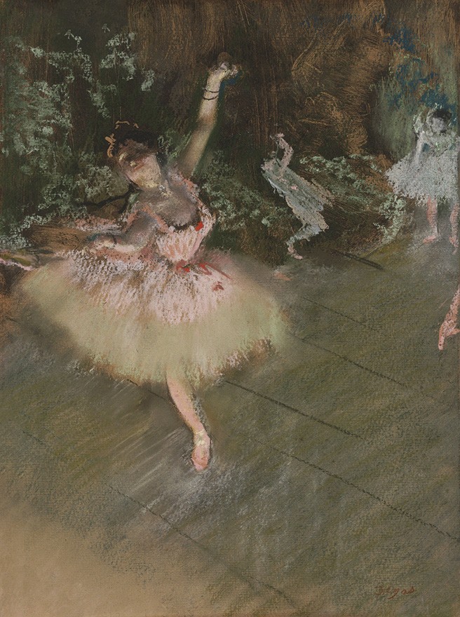 Foto 1 - A Estrela Bailarina no Palco Ballet Pintura de Edgar Degas em TELA 