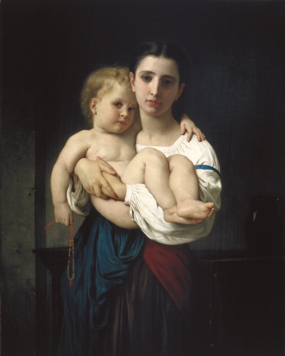 Foto 1 - A Irmã mais Velha Carregando Menino no Colo Pintura de William Adolphe Bouguereau em TELA
