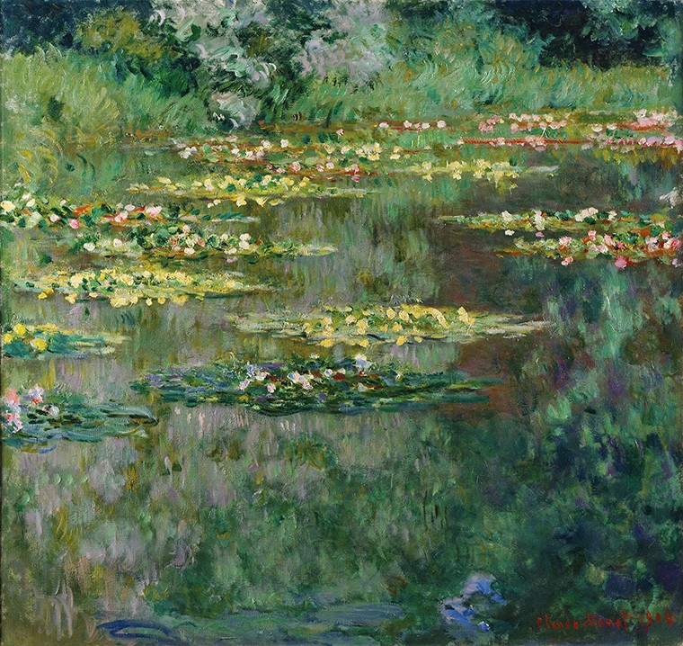 Foto 1 - A Lagoa de Lírios D'água Flores Pintura de Claude Monet em TELA