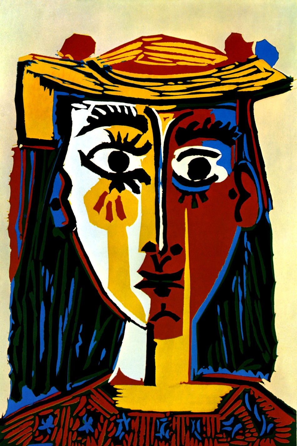 Foto 1 - A Menina Com chapéu Cubismo Pintura de Pablo Picasso em TELA