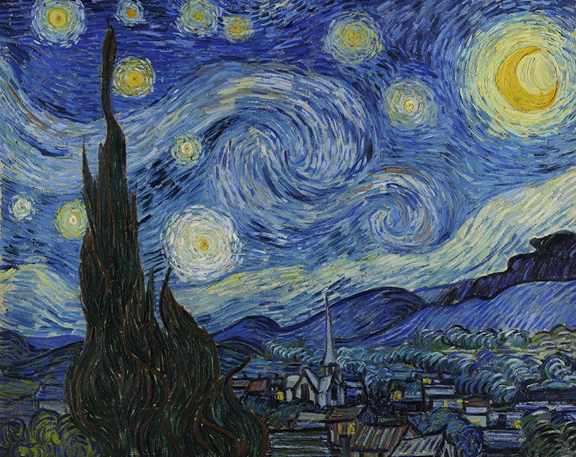 Foto 1 - A Noite Estrelada Starry Night Pintura de Vincent van Gogh em TELA