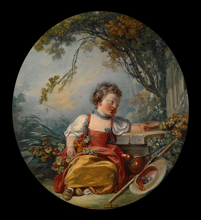 Foto 1 - A Pequena Peregrina Criança Camponesa Pegando Água da Fonte 1754 França Pintura de François Boucher em TELA 