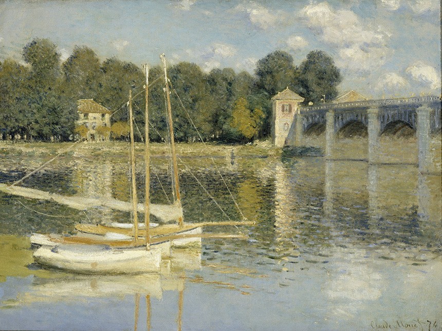 Foto 1 - A Ponte de Argenteuil Barcos à Vela França Pintura de Claude Monet em TELA