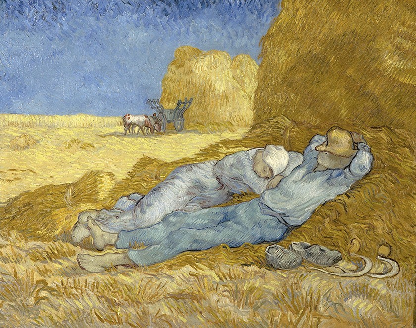 Foto 1 - A Sesta (segundo Millet) Descanso Durante Colheita Pintura de Vincent van Gogh em TELA