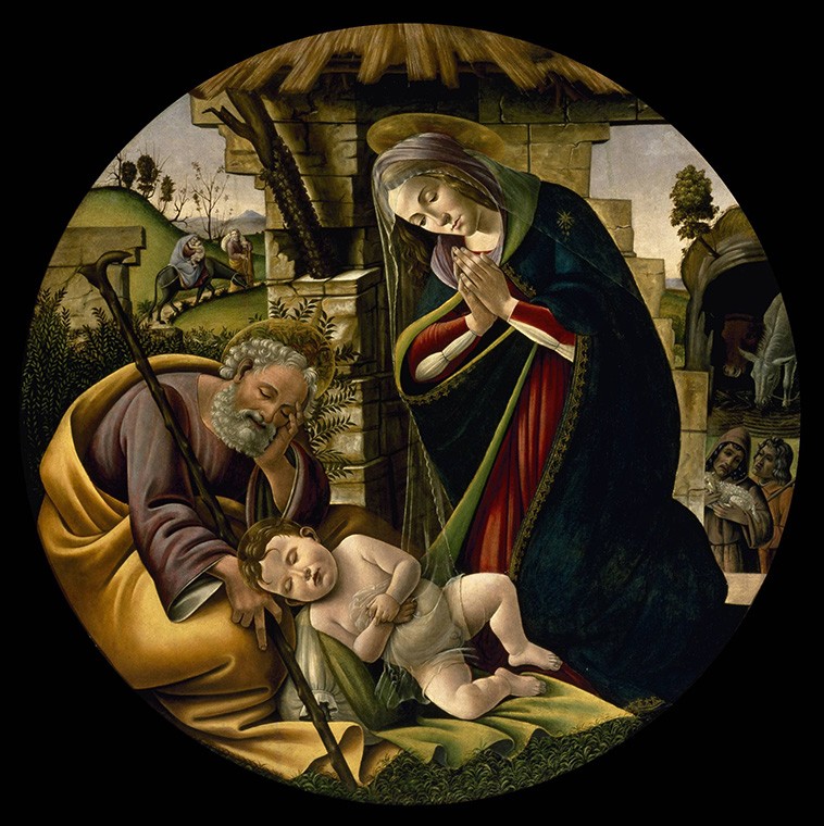 Foto 1 - Adoração do Menino Jesus José e Maria Pintura de Sandro Botticelli em TELA 