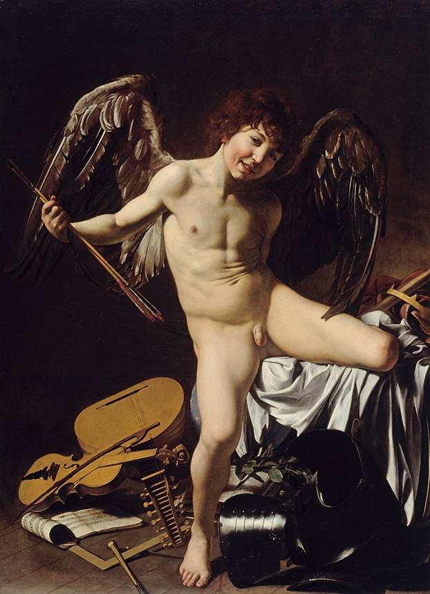 Foto 1 - Anjo Cupido como Victor Flechas Violino Pintura de Caravaggio em TELA