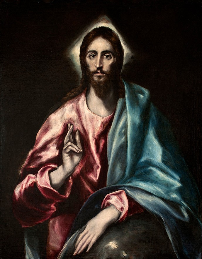 Foto 1 - Bênção de Cristo O Salvador do Mundo Pintura de El Greco em TELA