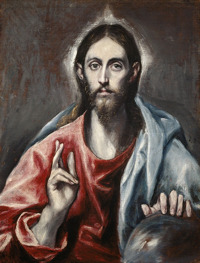Foto 1 - Bênção de Cristo O Salvador Pintura de El Greco em TELA