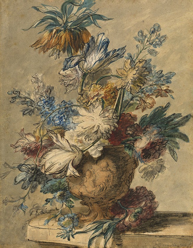 Foto 1 - Buquê de Flores da Primavera em um Vaso de Terracota Pintura de Jan van Huysum em TELA 