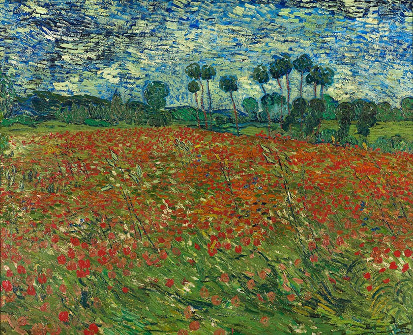 Foto 1 - Campo de Papoulas Vermelhas Flores Natureza Pintura de Vincent van Gogh em TELA
