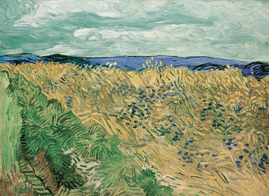Foto 1 - Campo de Trigo com Flores Centáurea Azul Pintura de Vincent van Gogh em TELA