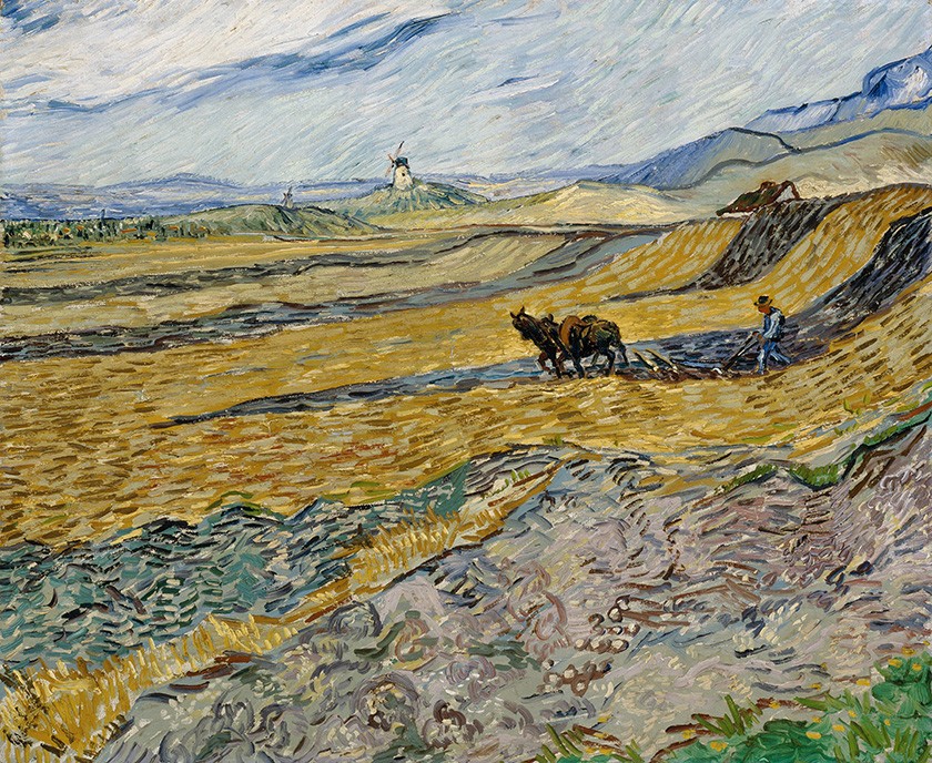 Foto 1 - Campo Fechado com Lavrador Pintura de Vincent van Gogh em TELA