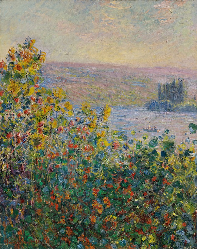 Foto 1 - Canteiros de Flores em Vétheuil Paisagem Pintura de Claude Monet em TELA