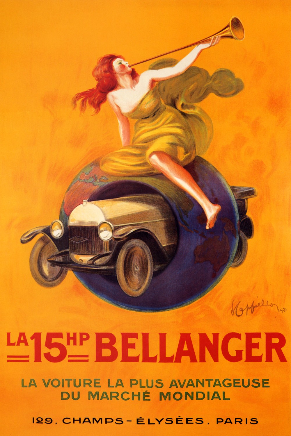 Foto 1 - Carro Automovel Bellanger Champs Elysees Paris de Cappiello Vintage Cartaz Poster em Papel Matte 