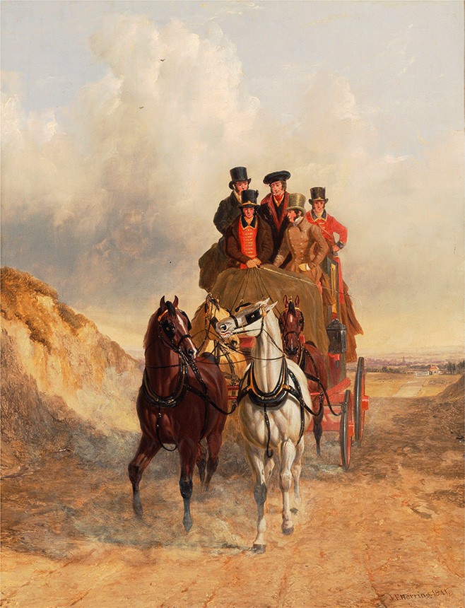 Foto 1 - Carruagem do Correio Real na Estrada Inglaterra 1841 Pintura de John Frederick Herring em TELA