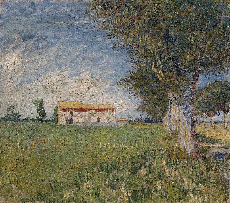 Foto 1 - Casa de Fazenda em um Campo de Trigo Rural França Pintura de Vincent van Gogh em TELA