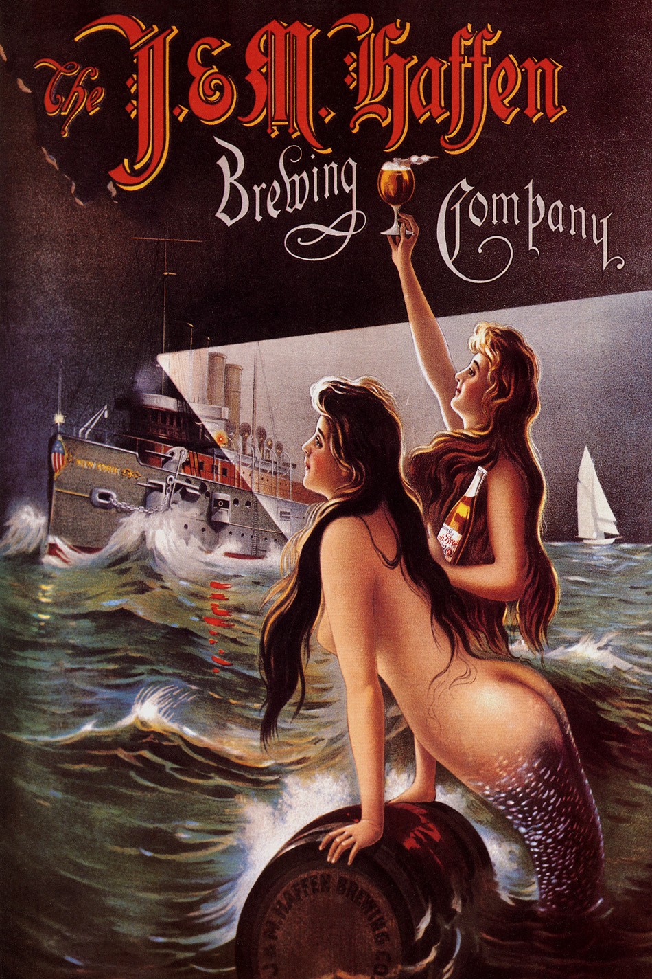 Foto 1 - Cervejaria Cerveja Sereia Mar Navios Vintage Cartaz Poster em Papel Matte