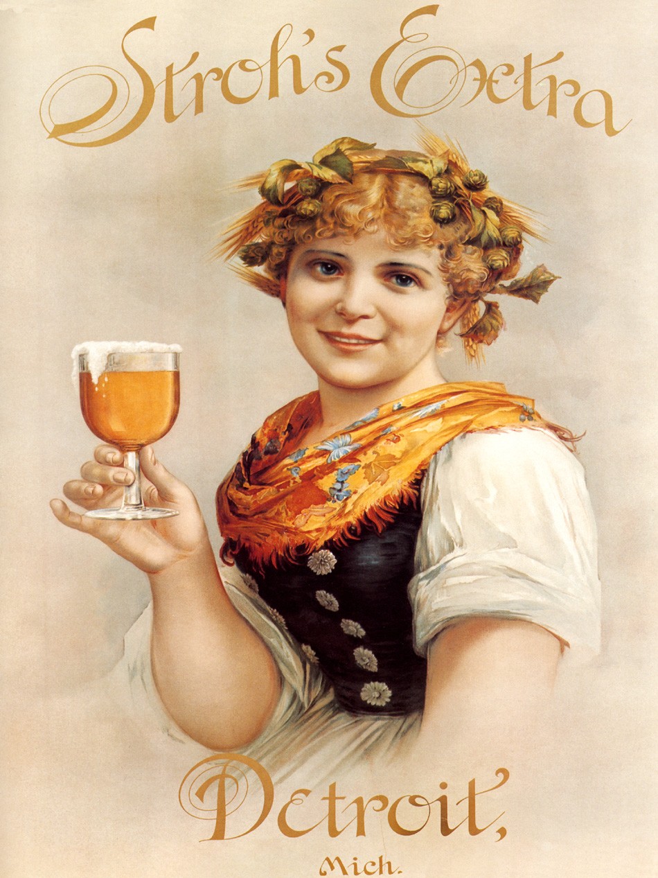 Foto 1 - Cervejaria Cerveja Stroh's Extra Detroit USA Vintage Cartaz Poster em Papel Matte