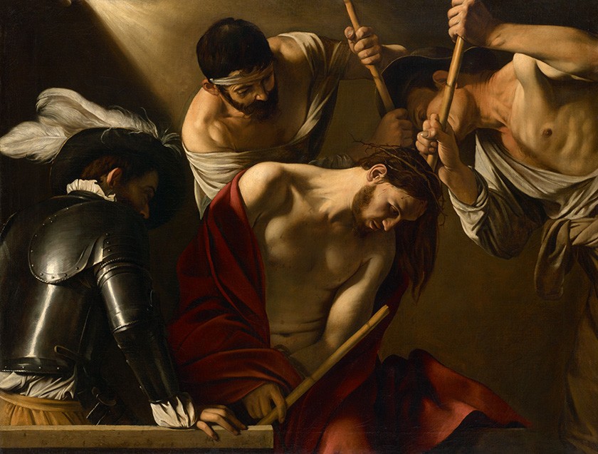 Foto 1 - Colocando Coroa Espinhos Jesus Cristo Pintura de Caravaggio em TELA