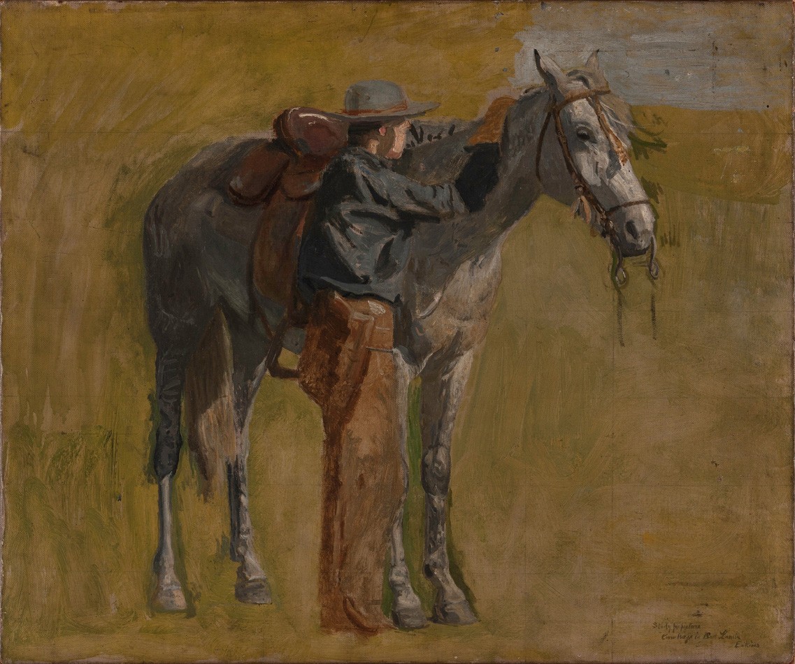 Foto 1 - Cowboy Cavalo Fazenda Pintura de Thomas Eakins em TELA