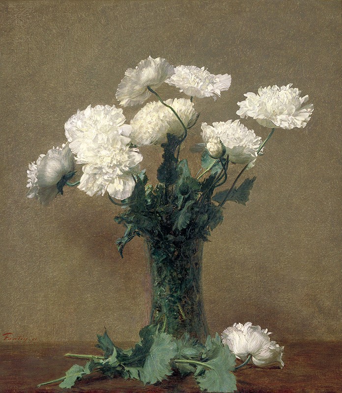 Foto 1 - Crisântemos Brancos em Vaso Flores Pintura de Henri Fantin-Latour em TELA 