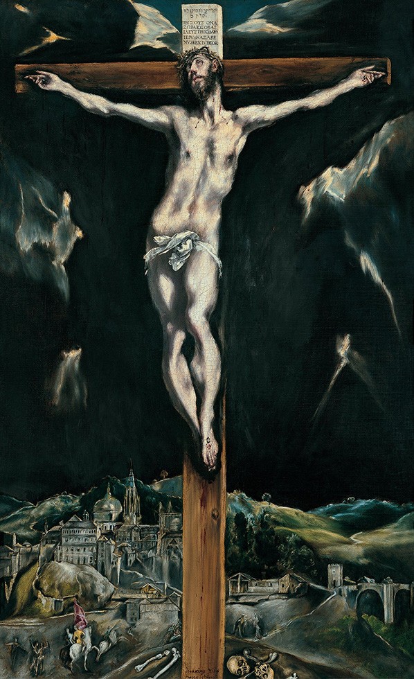 Foto 1 - Cristo Crucificado com a Cidade de Toledo ao Fundo Pintura de El Greco em TELA