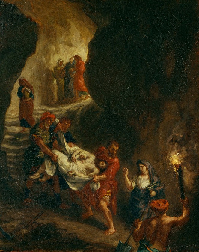 Foto 1 - Cristo sendo Levado para o Túmulo Enterro de Jesus Pintura de Eugène Delacroix em TELA 