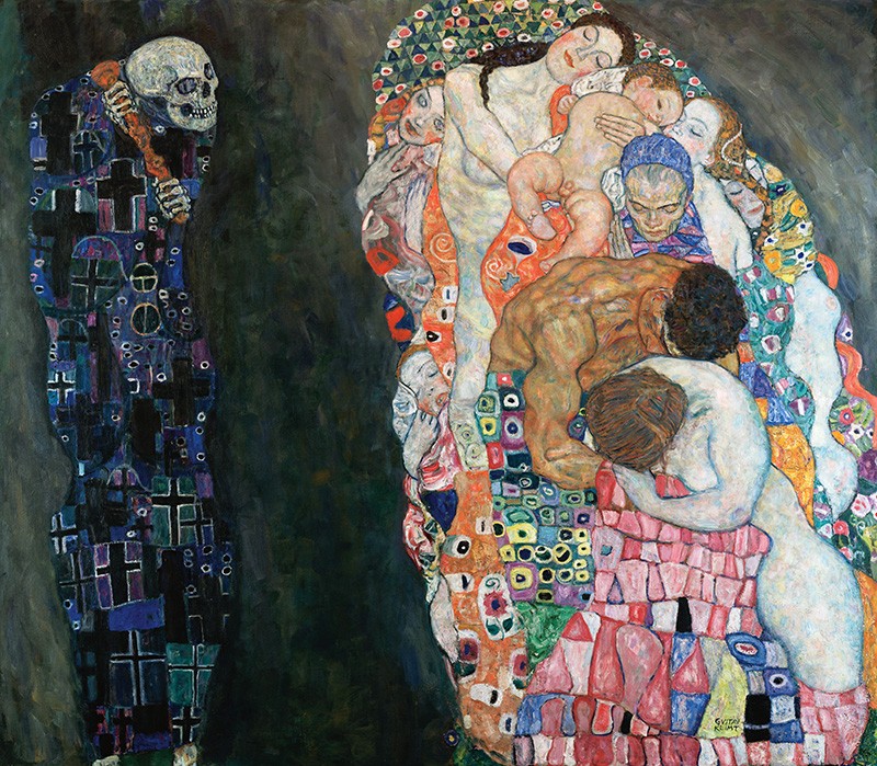 Foto 1 - Death and Life Morte e Vida Pintura de Gustav Klimt em TELA