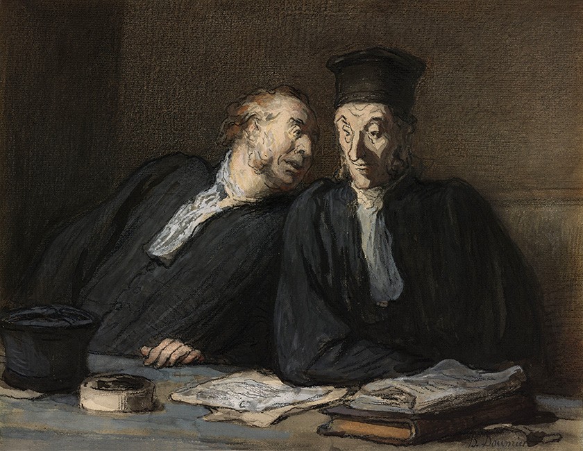 Foto 1 - Dois Advogados Conversando Tribunal Direito Advocacia Pintura de Honoré Daumier em TELA 