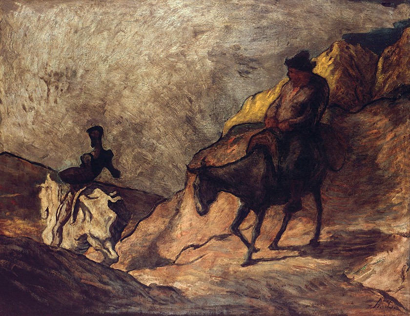 Foto 1 - Dom Quixote e Sancho Pança Literatura Personagens Cervantes Pintura de Honoré Daumier em TELA 