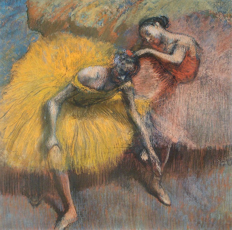 Foto 1 - Duas Bailarinas Amarela e Cor-de-rosa Balé Ballet Dança Pintura de Edgar Degas em TELA 