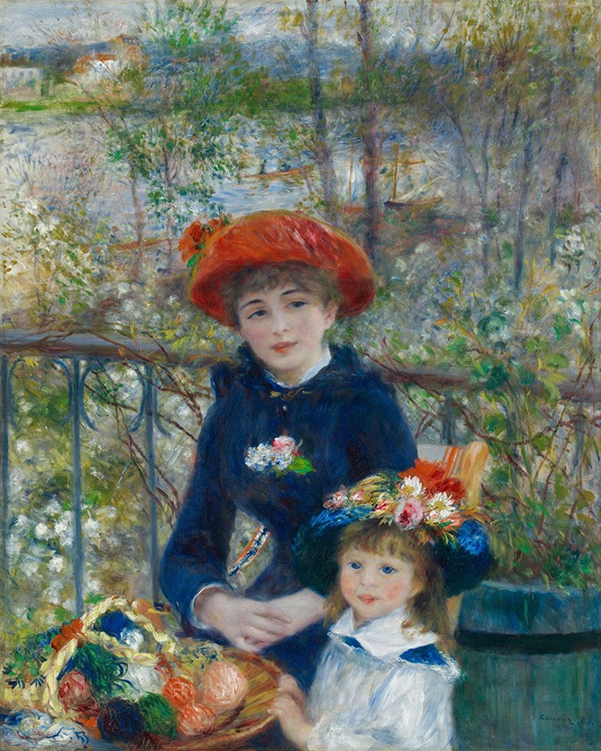 Foto 1 - Duas irmãs No Terraço Cesto com Rolos de Lã Pintura de Pierre Auguste Renoir em TELA
