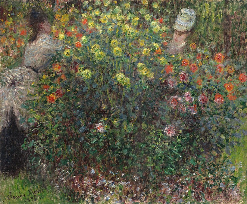 Foto 1 - Duas Mulheres entre as Flores Pintura de Claude Monet em TELA