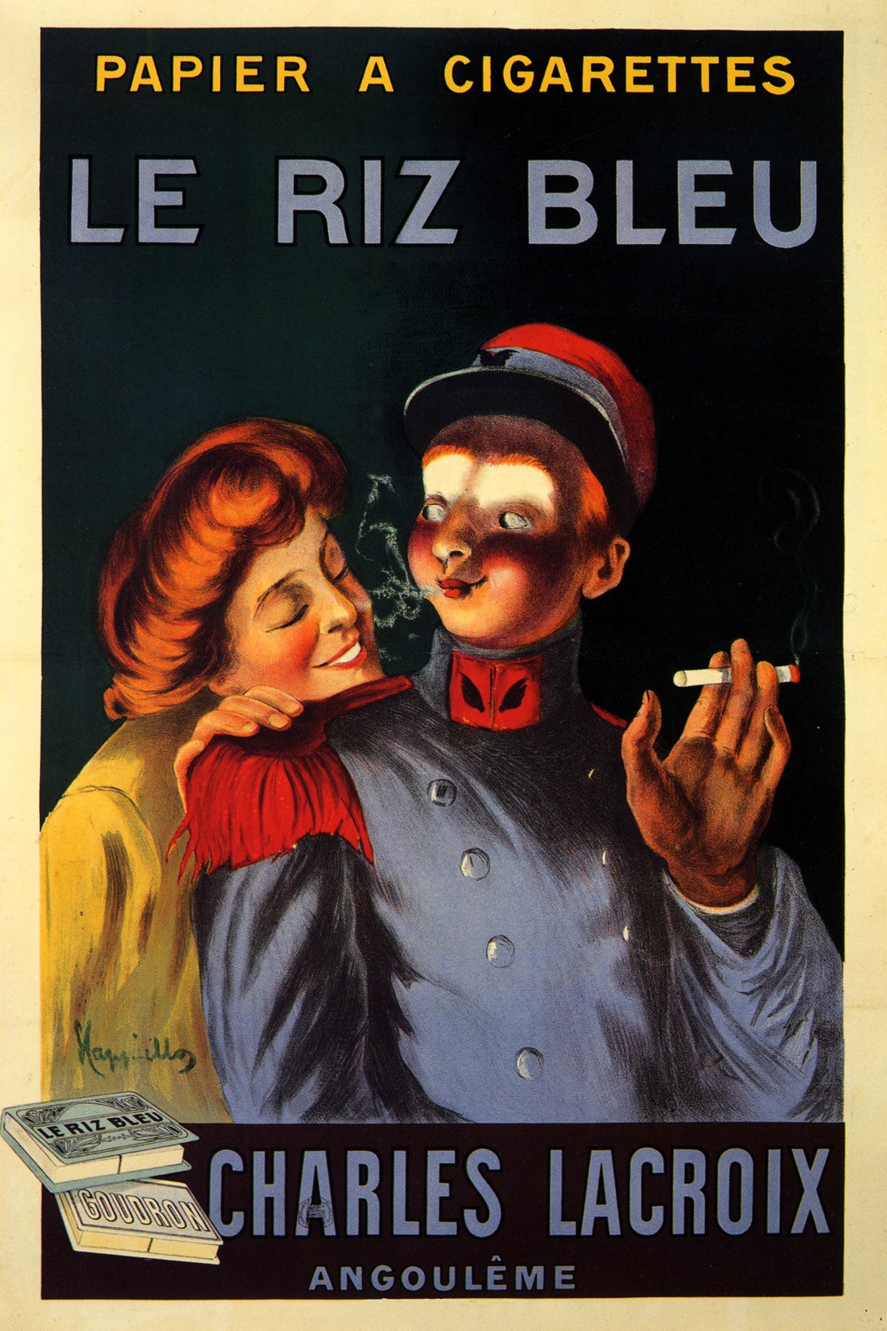 Foto 1 - Fumando Cigarros Le Riz Bleu Charles Lacroix de Cappiello Vintage Cartaz Poster em Papel Matte
