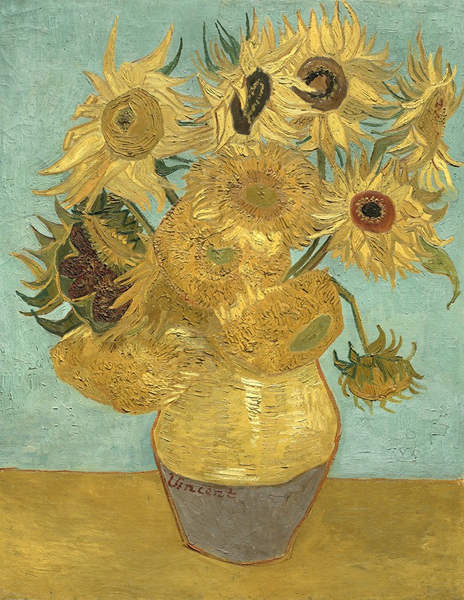 Foto 1 - Girassóis no Vaso Flores Pintura de Vincent van Gogh em TELA