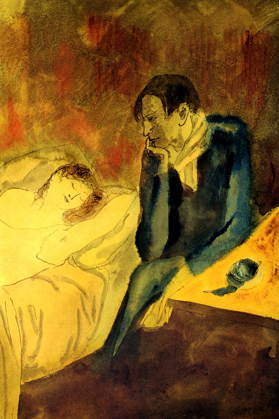 Foto 1 - Homen Mulher Dormindo Melancólica A Vida Arte Moderna Pintura de Pablo Picasso em TELA