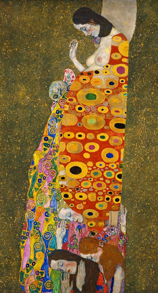 Foto 1 - Hope Esperança Pintura de Gustav Klimt em TELA