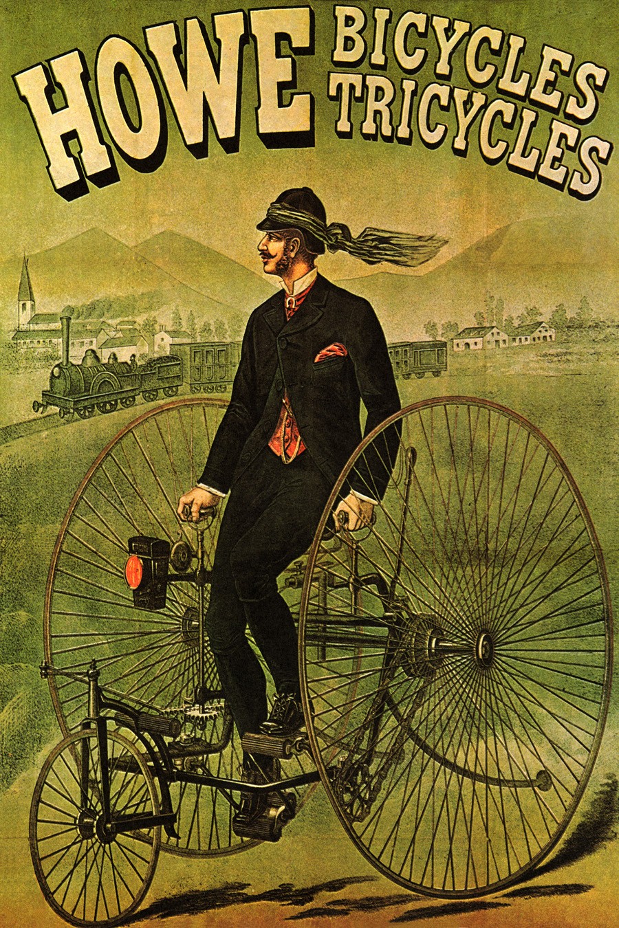 Foto 1 - Howe Homem Andando Bicicleta Triciclo Vintage Cartaz Poster em Matte Papel Matte 
