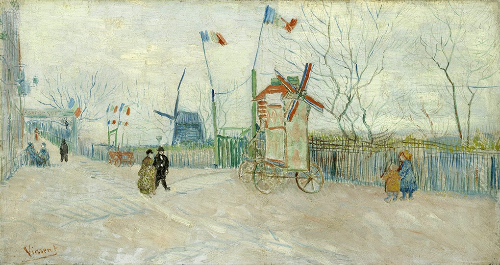 Foto 1 - Impasse de Dois Irmãos Rua Movimentada em Montmartre Paris Moinhos Crianças Pintura de Vincent van Gogh em TELA