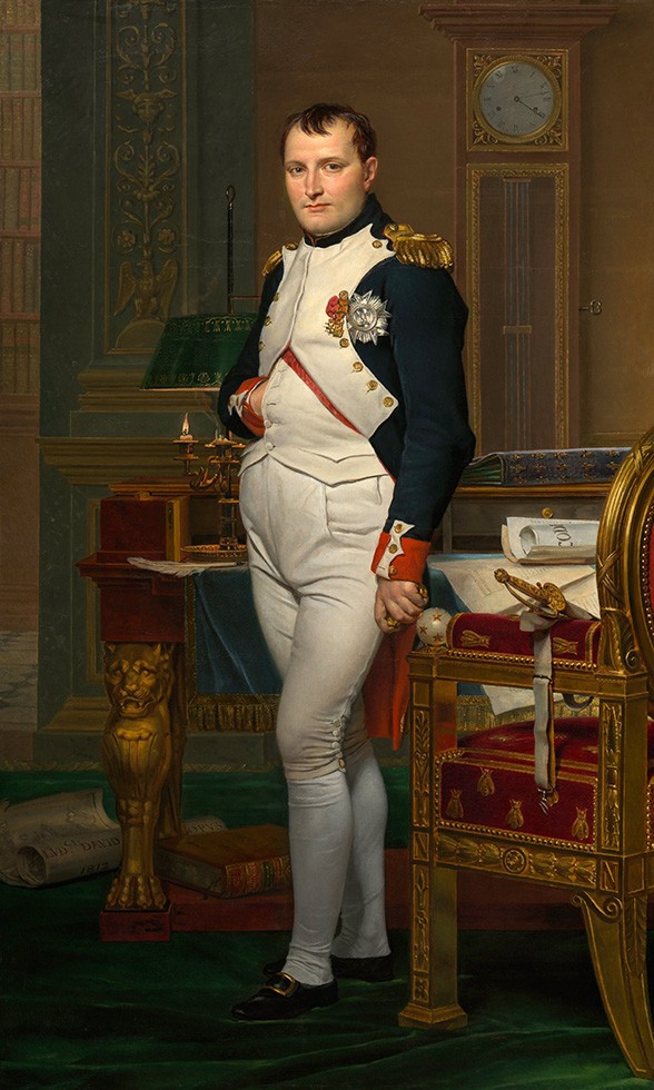 Foto 1 - Imperador Francês Napoleão Bonaparte de Uniforme no Palácio das Tulherias França Pintura de Jacques-Louis David em TELA 