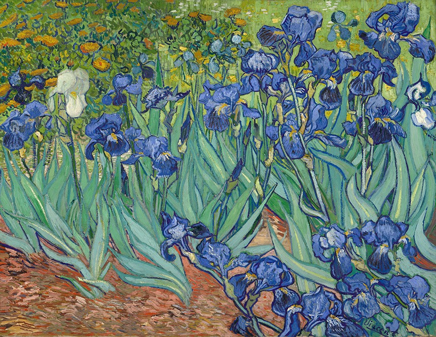 Foto 1 - Jardim de Lírios Flores Pintura de Vincent van Gogh em TELA