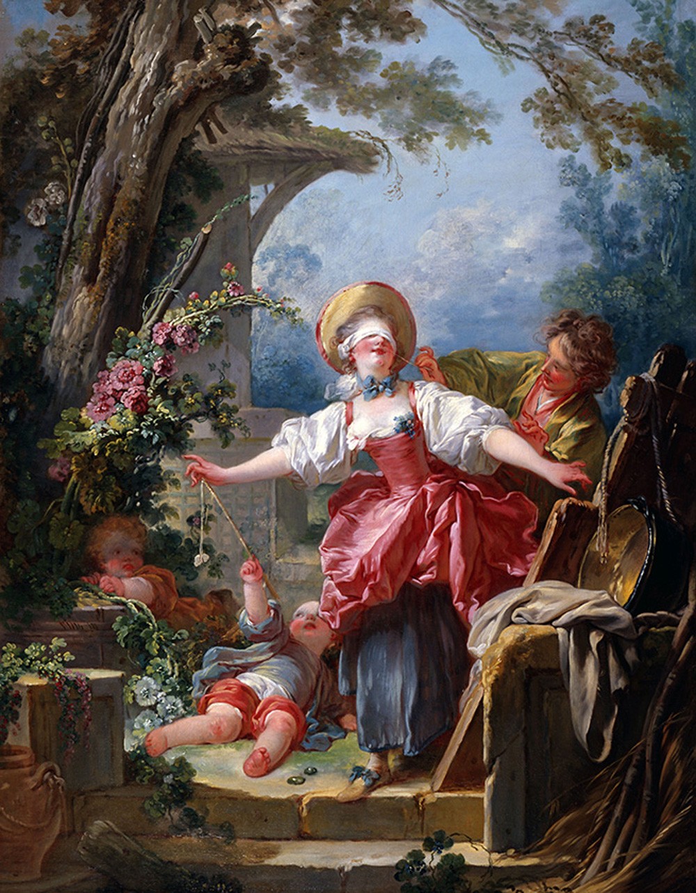 Foto 1 - Jogo da Cabra-cega Namoro Diversão Amorosa O Amor é Cego 1750 Pintura de Jean-Honoré Fragonard em TELA 