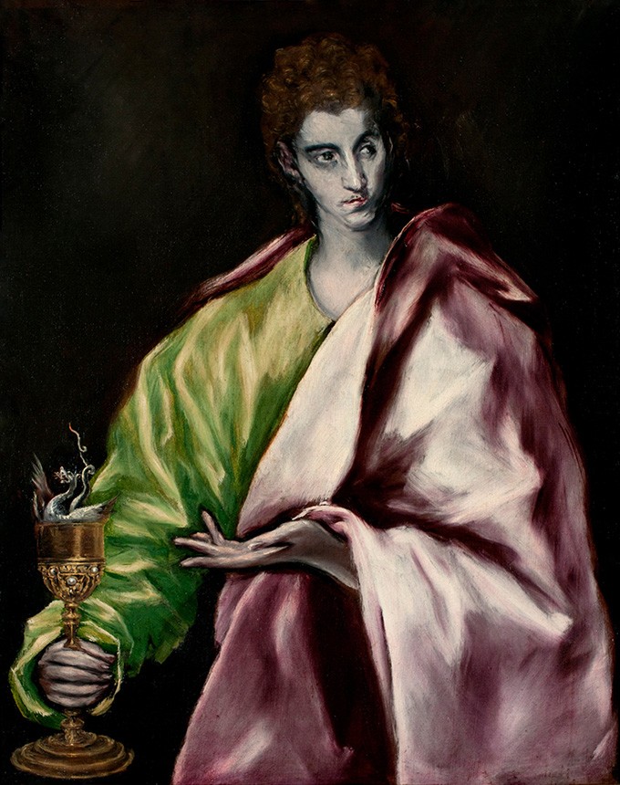 Foto 1 - Jovem São João Evangelista Segurando Cálice com Dragão Pintura de El Greco em TELA