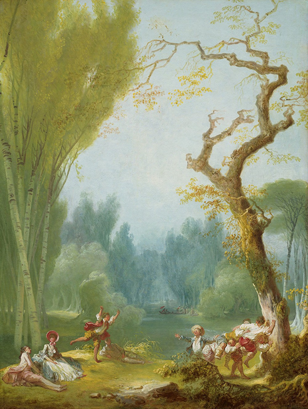 Foto 1 - Jovens e Crianças no Bosque Brincadeiras ao Ar Livre Campo Paisagem 1775 Pintura de Jean-Honoré Fragonard em TELA 