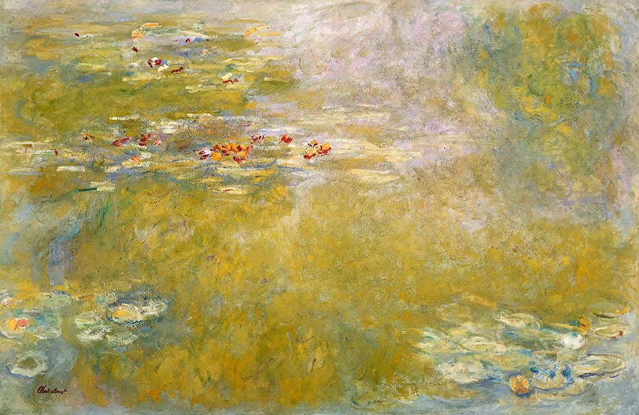 Foto 1 -  Lagoa de Lírios d'água com Folhagem Amarela Impressionismo Pintura de Claude Monet em TELA