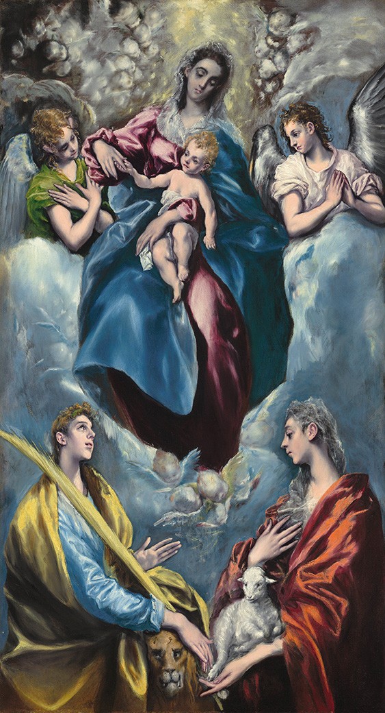 Foto 1 - Madona Maria e o Menino Jesus com Santa Martina e Santa Inês Anjos Pintura de El Greco em TELA