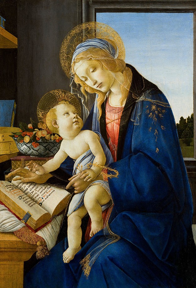 Foto 1 - Madonna do Livro Virgem Maria e Menino Jesus Pintura de Sandro Botticelli em TELA 