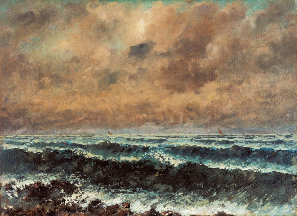 Foto 1 - Mar de Outono Barcos à Vela ao Longe 1867 Pintura de Gustave Courbet em TELA 